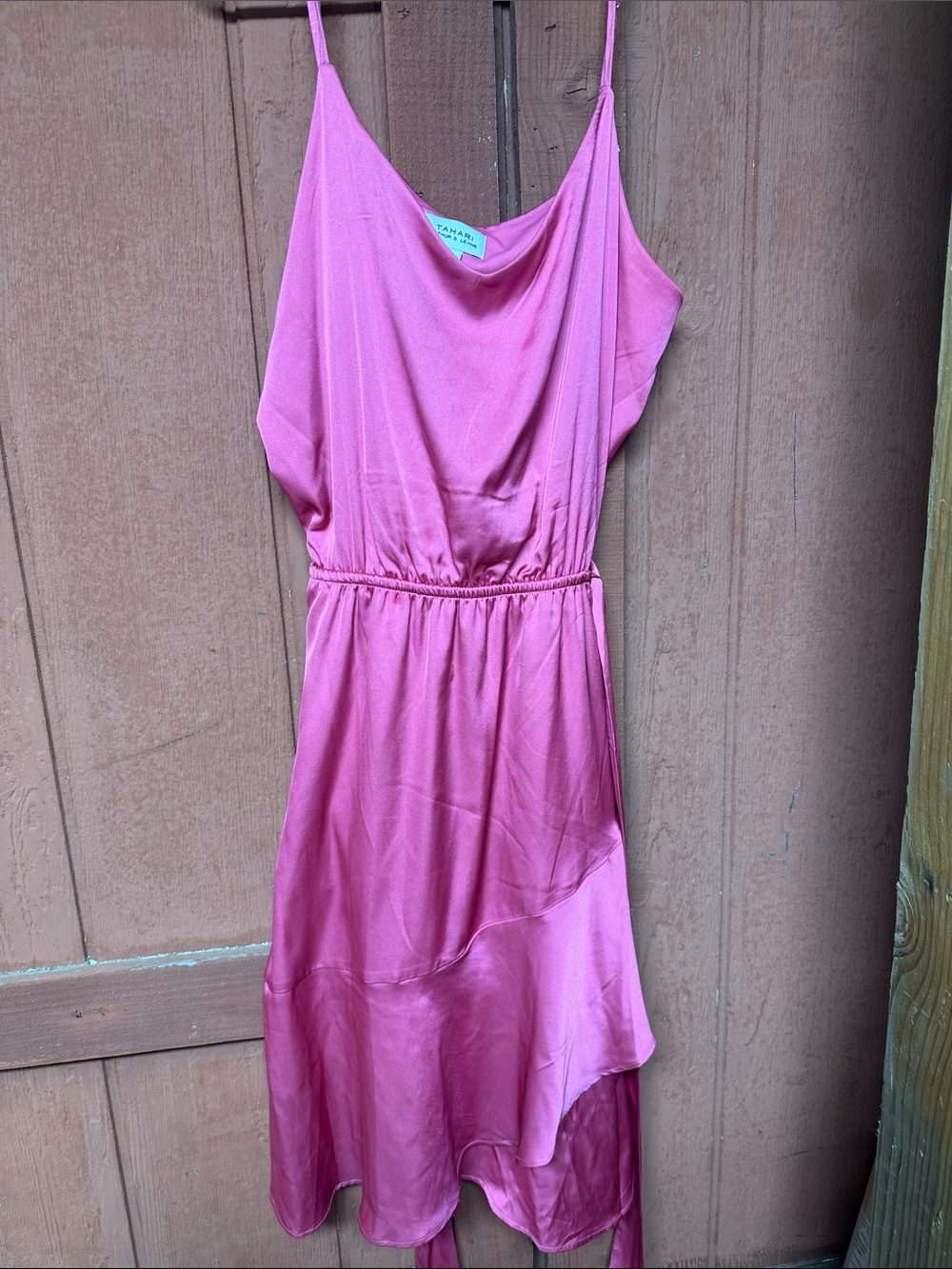 Tahari Pink Satin Midi Dress